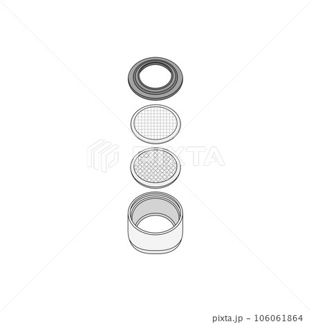 蛇口の先端に取り付ける泡沫金具（パッキン、整流網、キャップ） 106061864