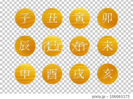 金色の十二支　干支アイコン　縁起物 106063175
