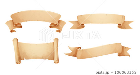 Old Paper Scroll Ribbon, Parchment Roll Icon, Curled Banners Stock Photo by  ©vladimirs 123346918