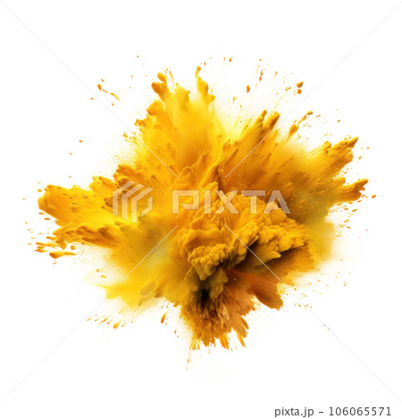 Gold yellow Holi paint splash isolated 106065571