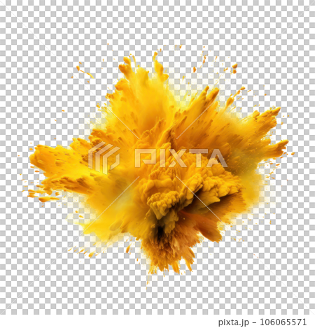 Gold yellow Holi paint splash isolated 106065571