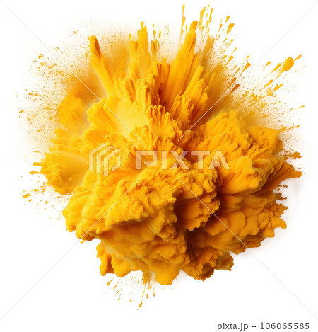 Gold yellow Holi paint splash isolated Gold yellow Holi paint splash isolated 106065585