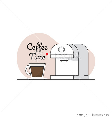 Coffee line art. Hot cup of coffee with machine simple icon design concept. vector illustration 106065749