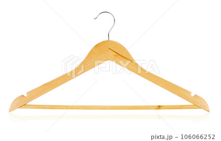 A Empty Wooden Coat Hanger isolated white background, Saved clipping path. 106066252