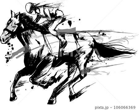 流麗な墨絵の馬イラスト - No: 24775230｜無料イラスト・フリー
