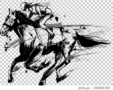 墨絵の馬ベクターイラストのイラスト素材 [106066369] - PIXTA