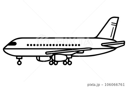 Airliner. Editable outline sketch of airplane. Stock vector illustration, Outline drawing plane in a flat style, Airliner. Editable outline sketch of airplane. Stock vector illustration, Outline drawing plane in a flat style, 106066761