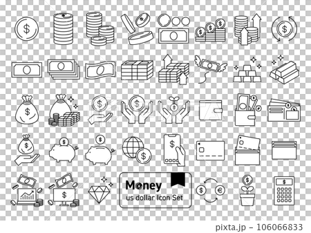 Money, banknotes, currency dollar ($) icon set 106066833
