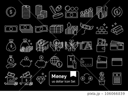 お金・紙幣・通貨 ドル($)のアイコンセット お金・紙幣・通貨 ドル($)のアイコンセット 106066839