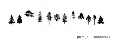 Set of pine tree silhouettes, forest trees Set of pine tree silhouettes, forest trees 106066983