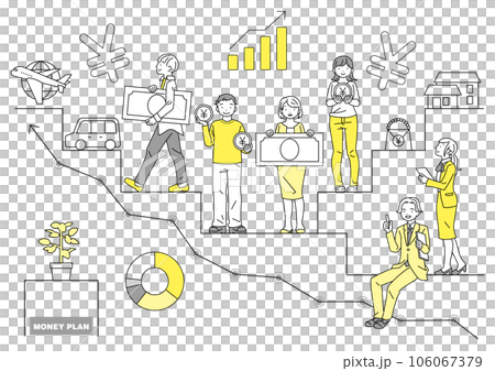 Image of money and life plan Men and women with money and men and women explaining Image of money and life plan Men and women with money and men and women explaining 106067379