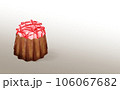 イラスト素材・イチゴのカヌレ1個 スイーツ・焼き菓子 グラデ背景 色違い・差分あり Canelé 106067682