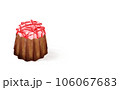 イラスト素材・イチゴのカヌレ1個 スイーツ・焼き菓子 白背景 色違い・差分あり Canelé 106067683