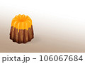 イラスト素材・オレンジのカヌレ1個 焼き菓子 グラデ背景 色違い・差分あり Canelé 106067684