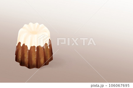 イラスト素材・ホワイトチョコのカヌレ1個 焼き菓子 グラデ背景 色違い・差分あり Canelé 106067695