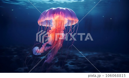 幻想的な姿で泳ぐクラゲ2のイラスト素材 [106068815] - PIXTA