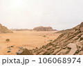 Planet Mars like landscape - Photo of Wadi Rum desert in Jordan with red pink sky above, this location was used as set for many science fiction movies 106068974