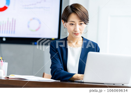 オフィスで働くミドルのビジネスウーマン オフィスで働くミドルのビジネスウーマン 106069634