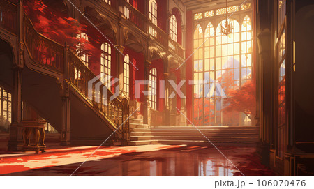 アニメの背景素材-城の大階段 106070476
