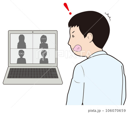 Web会議でビックリする男性 Web会議でビックリする男性 106070659