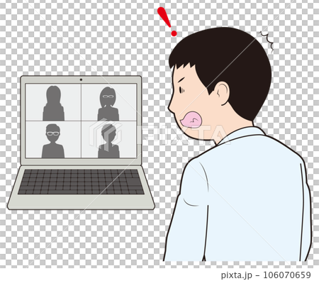 Web会議でビックリする男性 Web会議でビックリする男性 106070659