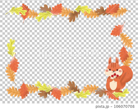 Autumn squirrel and fallen leaves frame watercolor style 106070708
