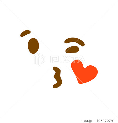 Kissing face doodle icon. Emoticon in hand drawn style isolated on white background 106070791