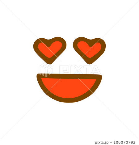 Happy in love face doodle icon. Emoticon in hand drawn style isolated on white background 106070792