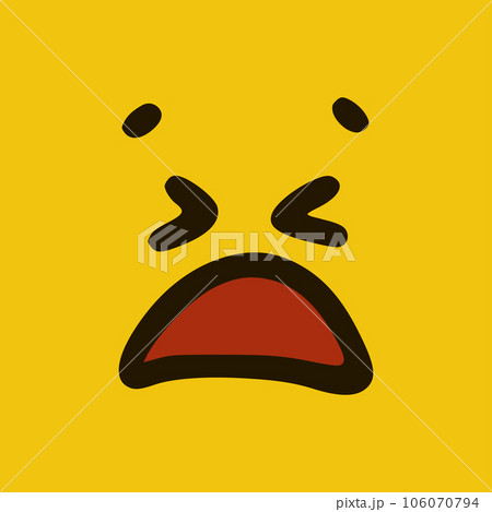Sad emoticon in doodle style yellow background. Vector Illustration Sad emoticon in doodle style yellow background. Vector Illustration 106070794