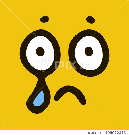 Crying emoticon in doodle style yellow background. Vector Illustration Crying emoticon in doodle style yellow background. Vector Illustration 106070858