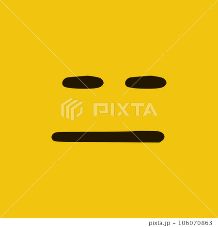 Sad emoticon in doodle style yellow background. Vector Illustration Sad emoticon in doodle style yellow background. Vector Illustration 106070863