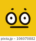 Sad emoticon in doodle style yellow background. Vector Illustration 106070882