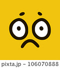 Sad face in doodle style yellow background. Vector Illustration 106070888