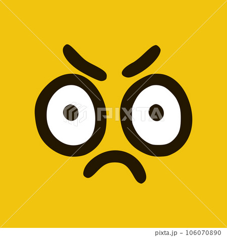 Angry emoticon in doodle style yellow background. Vector Illustration Angry emoticon in doodle style yellow background. Vector Illustration 106070890