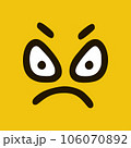 Angry emoticon in doodle style yellow background. Vector Illustration 106070892