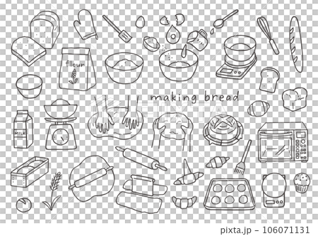 與麵包製作相關的手繪插圖集(單色) 與麵包製作相關的手繪插圖集(單色) 106071131