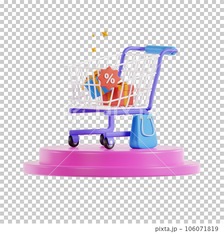 Online shopping 3D Illustration, online shop, online payment and delivery concept with floating elements. 106071819