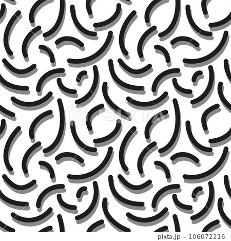 Geometric Seamless Pattern of simple arcs. Black white gray monochrome vector. Semicircular lines in doodle style. For print clothes, textiles, fabrics, web design, covers, wallpapers Geometric Seamless Pattern of simple arcs. Black white gray monochrome vector. Semicircular lines in doodle style. For print clothes, textiles, fabrics, web design, covers, wallpapers 106072216