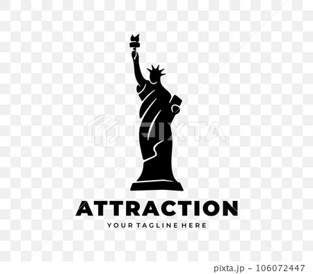 Statue of liberty, tourist attraction, travel and tourism, graphic design. Vacation, landmark, tour tourism, architecture and sightseeing, vector design and illustration 106072447