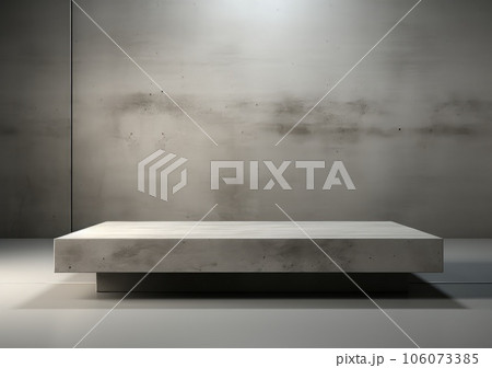 Abstract design of modern podium with empty concret. round concrete podium floor. Pedestal for display,Platform for design,Blank product,concrete room. AI Generative. 106073385