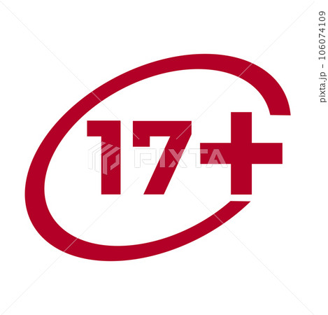 Red drop icon circle with age limit 17 seventeen 106074109