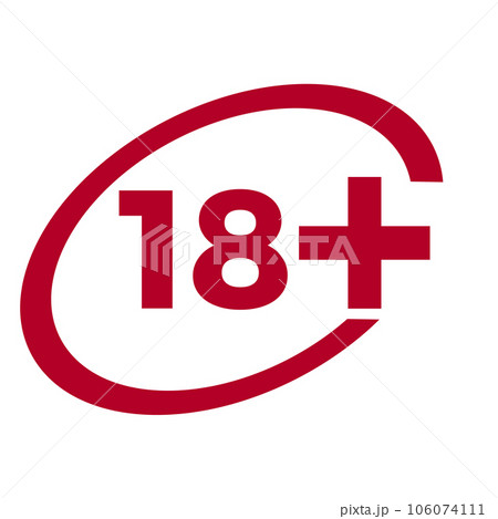 Red drop icon circle with age limit Red drop icon circle with age limit 106074111