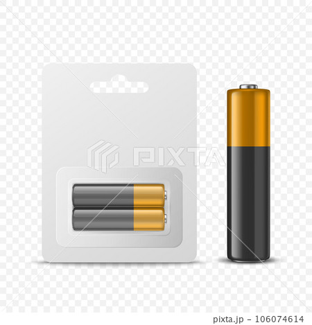 Vector 3d Realistic Two Alkaline Battery in Paper Blister and Battery Icon Set Closeup Isolated. AA Size, Horizontal Position. Design Template for Branding, Mockup Vector 3d Realistic Two Alkaline Battery in Paper Blister and Battery Icon Set Closeup Isolated. AA Size, Horizontal Position. Design Template for Branding, Mockup 106074614