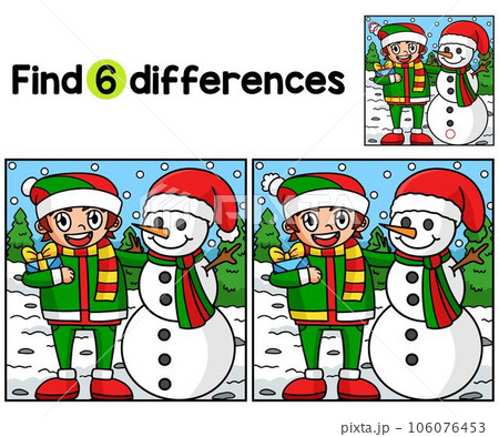 Christmas Snowman With A Boy Find The Differences 106076453