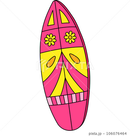 Surfboard Summer Cartoon Colored Clipart のイラスト素材 [106076464