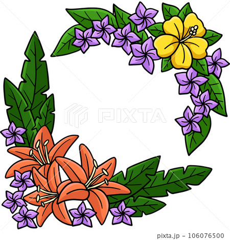 Flower Wreath Cartoon Colored Clipart Illustration Flower Wreath Cartoon Colored Clipart Illustration 106076500
