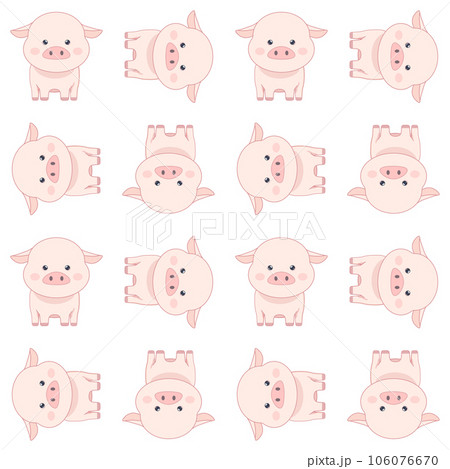 Pattern seamless animals cute farm animals cow, sheep, chicken, pig 106076670