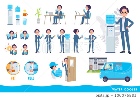 ウォーターサーバーとビジネス男性のセット。編集が容易なベクターアートです。 ウォーターサーバーとビジネス男性のセット。編集が容易なベクターアートです。 106076883