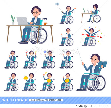 車椅子に乗るビジネス男性のセット 106076887