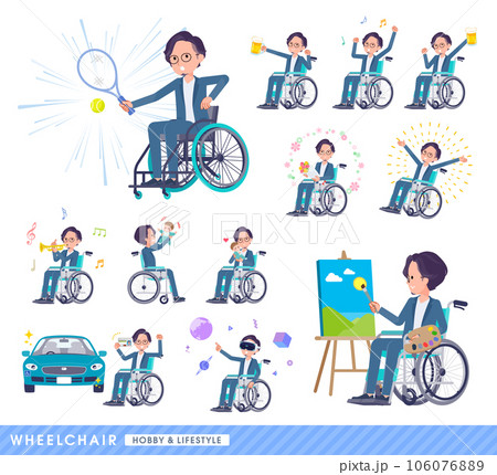 車椅子に乗るビジネス男性のセット 車椅子に乗るビジネス男性のセット 106076889